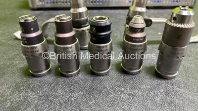 Zimmer Job Lot Including 2 x Zimmer Universal Handpieces ( 250665 / 406211 ), 2 x Battery Housing Units ( 89-8510-440-10 ), 1 x Battery Funnel ( 89-8510-440-30) and 7 x Attachments ( 440010 1000 Rpm Universal / 442264 Small AO 1000 RPM Universal / 450223 - 8