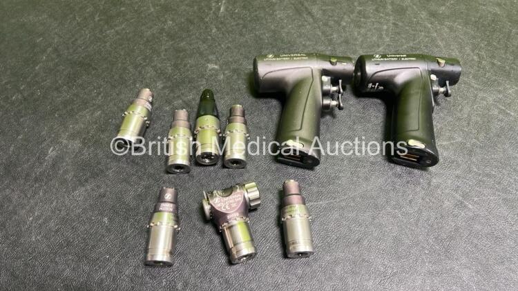 Zimmer Job Lot Including 2 x Zimmer Universal Handpieces ( 308634 / 445747 ) and 7 x Attachments ( 449404 Zimmer Hudson 500 RPM / 442321 Zimmer Hudson 500 RPM / 442316 Hudson Zimmer 500 RPM / 449406 Zimmer Hudson 500 RPM / 449411 Zimmer Hudson 500 RPM / 4