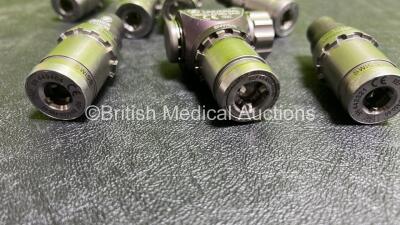 Zimmer Job Lot Including 2 x Zimmer Universal Handpieces ( 308634 / 445747 ) and 7 x Attachments ( 449404 Zimmer Hudson 500 RPM / 442321 Zimmer Hudson 500 RPM / 442316 Hudson Zimmer 500 RPM / 449406 Zimmer Hudson 500 RPM / 449411 Zimmer Hudson 500 RPM / 4 - 4