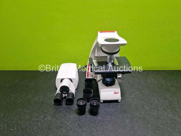 Leica DM750 Benchtop Microscope (Powers Up) with 2 x HC PLAN 10x/20 Eyepieces and 1 x HI PLAN 20x/0.40 PH 1 Optic