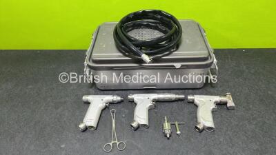 Hall Air Drill Set Including 1 x 5067-02 Series 4 Oscillator, 1 x 5067-01 Drill / Reamer, 1 x 5044-03 Reciprocator, 1 x Attachment and 1 x Hose in Metal Tray *2438 / 17364 / 14940*