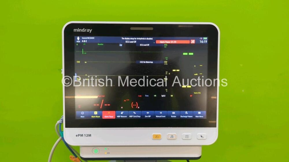 Mindray ePM 12M Monitor *Mfd 2019*on Stand with Various Leads, 1 ...