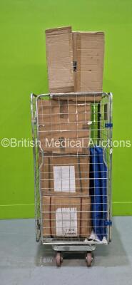 Mixed Lot Including 2 x Boxes of Response Bags Oxygen Bottle Protectors / Inserts, 2 x Boxes Aluminum Trays, 1 x Box of Novofine 31G Needles and 3 x Unknown Mattress in Cage (Cage Not Included)