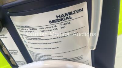 Hamilton G5 Ventilator with S1 Monitor Software Version 02.81b - Running Hours 23199 with Hoses (Powers Up) *S/N 9186* **Mfd 2014** - 12