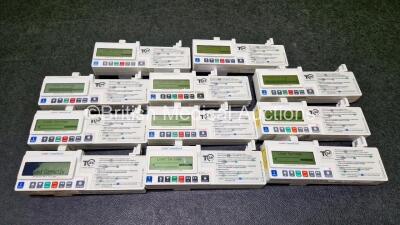 11 x CME Medical T34 Ambulatory Syringe Pumps (All Power Up with Stock Battery - Stock Battery Not Included, 1 x Damaged Screen and 1 x Missing Battery Cover - See Photo) - 3