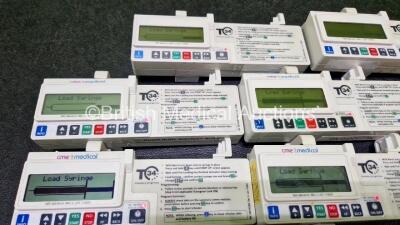 11 x CME Medical T34 Ambulatory Syringe Pumps (All Power Up with Stock Battery - Stock Battery Not Included, 1 x Damaged Screen and 1 x Missing Battery Cover - See Photo) - 5