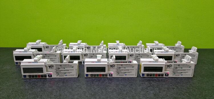 11 x CME Medical T34 Ambulatory Syringe Pumps (All Power Up with Stock Battery - Stock Battery Not Included and 1 x Missing Battery Cover - See Photo)