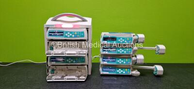 Job Lot Including 4 x B.Braun Infusomat Space Infusion Pumps (2 x Power Up, 2 x No Power and 2 x Faulty Doors - See Photos), 4 x B.Braun Perfusor Space Syringe Pumps (All Power Up with Stock Power Supply - Stock Power Supply Not Included and 1 x Damaged C