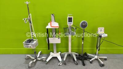 Mixed Lot Including 2 x Blood Pressure Meters on Stands, 1 x Datascope Duo VItal Signs Monitor on Stand (Powers Up), 1 x Parity Medical Stand (Missing Wheel) and 1 x Fisher and Paykel Humidifier Stand *S/N 301690 / 1006302 / 2014* **A/N (8004) 50552135101