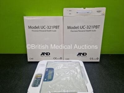 2 x AND UC-132PBT Personal Health Scales (Like New In Box) *SN 5100601579 / 51006017448