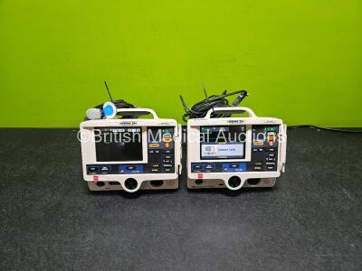 2 x Physio Control Lifepak 20e Defibrillators / Monitors *Mfd - 2015 / 2015* (Both Power Up) Including Pacer, SpO2 *1 x Unit Only with SpO2 Option* ECG and Printer Options with 2 x Paddle Leads, 2 x 3 Lead ECG Leads and 2 x Li-ion Batteries