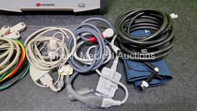 GS Corpuls3 Slim Defibrillator Ref : 04301 (Powers Up) with Corpuls Patient Box Ref : 04200 (Powers Up) with Pacer, Oximetry, ECG-D, ECG-M, CO2, CPR, NIBP and Printer Options with 4 and 6 Lead ECG Leads, CO2 Cable, , Hose, SpO2 Cable, 3 x Li-ion Batteries - 4