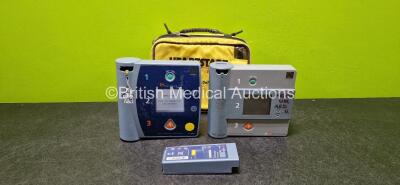 Job Lot Including 1 x Agilent Heartstart FR2 Defibrillator with 2 x LiMnO2 Batteries in Carry Case (Powers Up) and 1 x Forerunner Heartstream Defibrillator (No Power - Suspected Flat Battery)