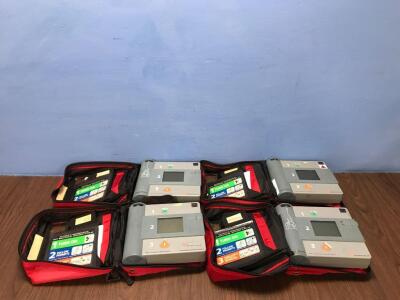 4 x Heartstream Forerunner Semi Automatic Defibrillators (All Power Up when Tested with Stock Battery-Batteries Not Included)