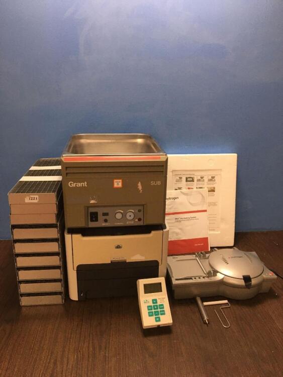 Mixed Lot Including Metal Tray Set, Grant Sub Water Bath (Powers Up - Missing Lid), 1 x HP Laserjet 1320n Printer (Powers Up), eie Analytic Apex Finde