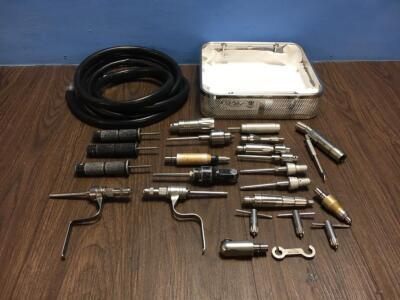 Job Lot of Surgical Handpiece Attachments with Hose in Tray *S/N NA*