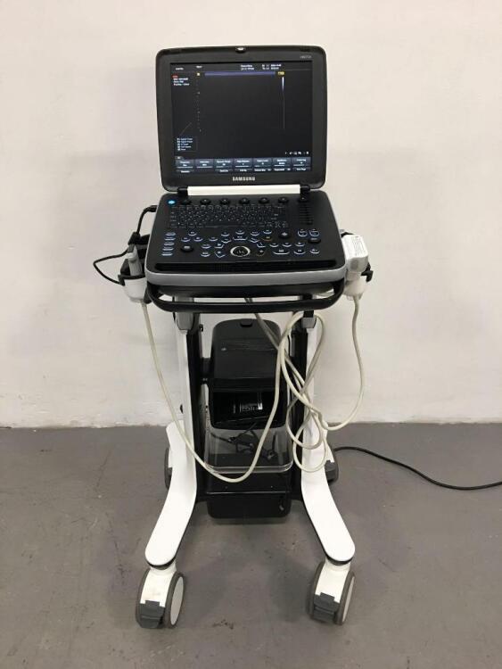 Samsung Medison HM70A Portable Flat Screen Ultrasound Scanner Software Version 2.00.04.1125 with 2 x Transducers/Probes (1 x L5-13 * Mfd 2016 * and 1