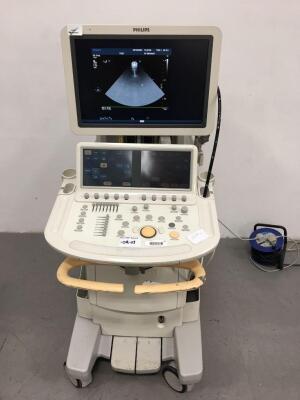 Philips iE33 Flat Screen Ultrasound Scanner Software Version 6.3.3.145 Service Hardware Rev D.0 with 1 x Transducer/Probe (1 x X7-2t) and Sony Digital