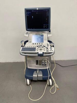 GE Logiq E9 Flat Screen Ultrasound Scanner *Mfd - Feb 2009* Software Version - R2.0.5 with 2 x Transducers / Probes (1 x C1-5-D *Mfd - 07/2018* and 1