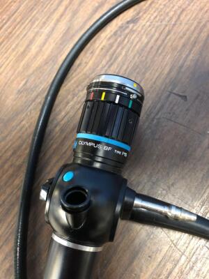 Olympus BF Type P10 Bronchoscope in Carry Case - Engineer's Report : Optics- 1 Grey Fibre, Minor Fluid Stretch Across Image, Angulation - Not Reaching - 3