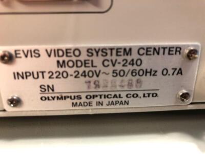 1 x Olympus Evis CV-240 Video Processor and 1 x Olympus Evis CLV-U20 Light Source (Both Power Up) - 4