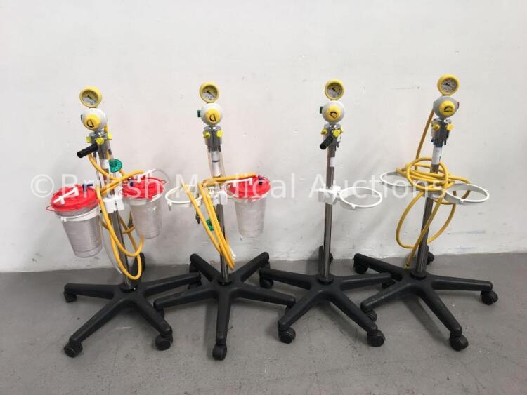 4 x EasyVac Regulators on Stands with 3 x Suction Cups and 3 x Hoses