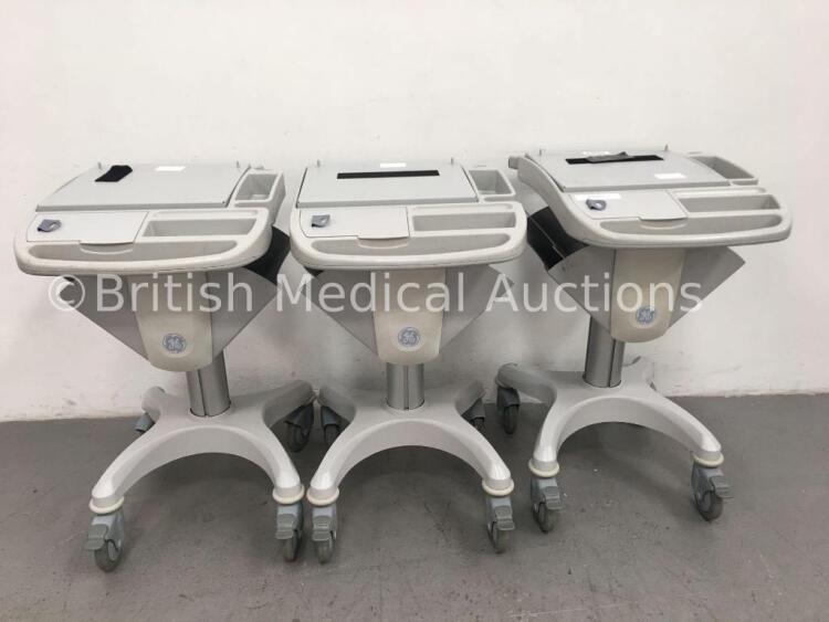 3 x GE MAC 5000/5500 ECG Machine Trolleys