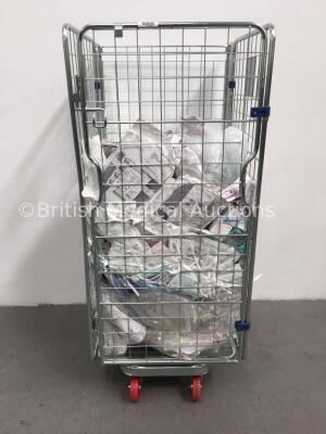 Mixed Cage of Consumables Including Blue Dot Elastic Adhesive Bandages, Enteral Single Use Syringes and Teleflex Medical Hudson RCI Non-Rebreathing Ma