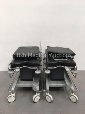 2 x Anetic Aid QA2 Hydraulic Patient Trolleys with Mattresses (Hydraulics Tested Working)
