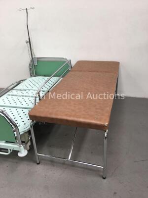 1 x Haelvoet Electric Hospital Bed with Controller and 1 x Static Patient Examination Couch - 2