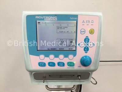 Acutronic Fabian Therapy Ventilator Version 1.00 on Stand with Hoses (Powers Up) * SN 10-00184 * * Mfd June 2012 * - 2