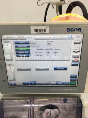 Fresenius Medical Care 5008 CorDiax Dialysis Machine Software Version 4.50 / Operating Hours 33084 with Hoses (Powers Up) * Mfd 2010 * - 2