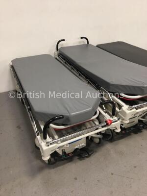 1 x Stryker Big Wheel Hydraulic Patient Trolley with Mattress and 2 x Stryker Transport Patient Trolleys with Mattresses (Hydraulics Tested Working) - 2