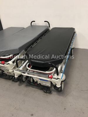 1 x Stryker Big Wheel Hydraulic Patient Trolley with Mattress and 2 x Stryker Transport Patient Trolleys with Mattresses (Hydraulics Tested Working) - 3