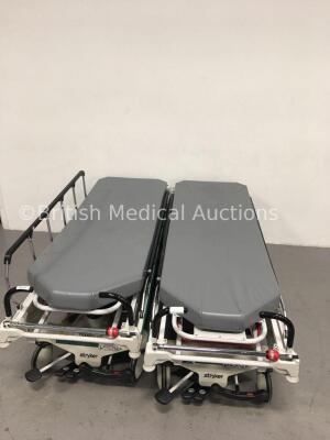 2 x Stryker Transport Patient Trolleys with Mattresses (Hydraulics Tested Working) *C*