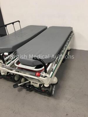 2 x Stryker Transport Patient Trolleys with Mattresses (Hydraulics Tested Working) *C* - 3