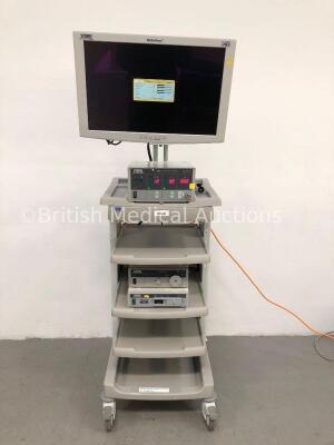 Karl Storz Stack Trolley Including Storz WideView HD Monitor, Storz SCB Electronic Endoflator 264305 20 Unit, Storz Xenon Nova 201315 20 Light Source