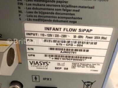 Viasys Healthcare Infant Flow SiPAP Part Number 675-CFG-004 on Stand (Powers Up) *W* * Mfd Sept 2008 * - 4