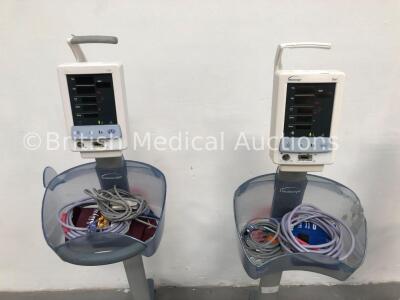 4 x Datascope Duo Patient Monitors on Stands with 4 x SpO2 Finger Sensors,4 x BP Hoses and 4 x BP Cuffs (All Power Up) - 2