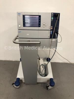 ERBE VIO 200 D Electrosurgical Unit Version 1.7.2 with ERBE APC2 Argon Coagulator with ERBE Footswitch on ERBE Trolley (Powers Up)