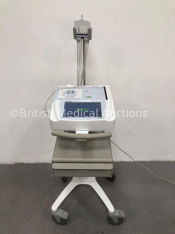 Mortara ELI 280 ECG Machine on Mortara Trolley with 1 x 10-Lead ECG Lead (Powers Up) * SN 113080154014 *