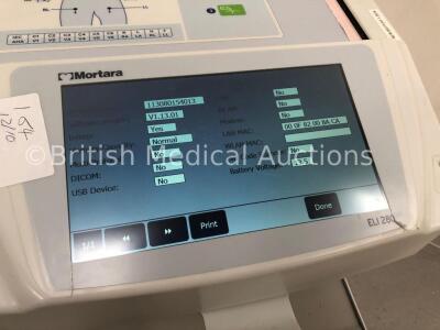 Mortara ELI 280 ECG Machine on Mortara Trolley with 1 x 10-Lead ECG Lead (Powers Up) * SN 113080154013 * - 3