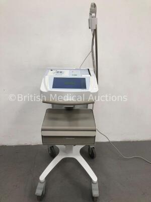 Mortara ELI 280 ECG Machine on Mortara Trolley with 1 x 10-Lead ECG Lead (Powers Up) * SN 114440234529 *