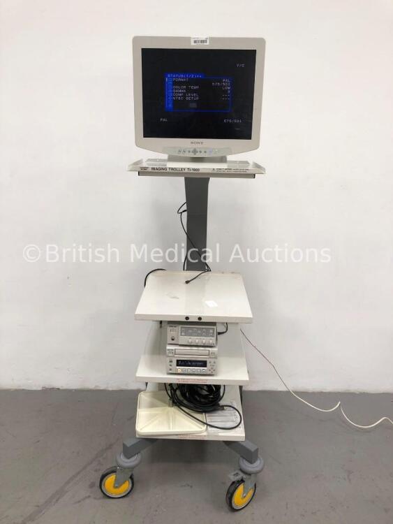 Olympus Keymed Imaging Trolley TI-1900 Including Sony LCD Monitor, Sony Camera Control Unit DSP and Sony DVD Recorder DVO-1000MD (Powers Up) * SN 2009