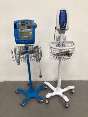 1 x Welch Allyn Spot Vital Signs Monitor on Stand with 1 x BP Hose and Cuff and 1 x Dinamap Pro 400V2 Patient Monitor on Stand (1 x Powers Up with Dam