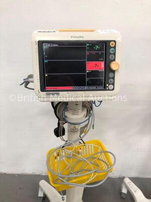 2 x Philips SureSigns VM6 Patient Monitors on Stands with ECG,SpO2 and NIBP Options, 2 x SpO2 Finger Sensors, 1 x BP Hose and 1 x 3-Lead ECG Lead (1 x - 2