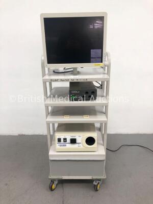Stack Trolley Including ADVAN LCD Monitor, Olympus TSH Telescope Heater and Eschmann Smoke Evacuation Unit (Powers Up)