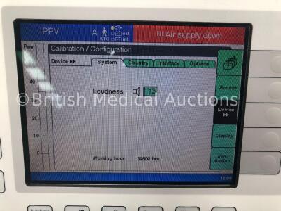 Drager Evita 2 Dura Ventilator Type 8413930-08 Software Version 04.26 Working Hours 39502 with Hoses and Accessories on Stand (Powers Up) * SN ARPL-02 - 5