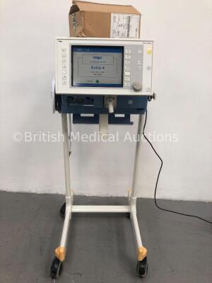 Drager Evita 4 Edition Ventilator Ref 8411740-24 Software Version 04.22 Working Hours 8419415 with Hoses and Accessories on Stand (Powers Up) * SN ASA