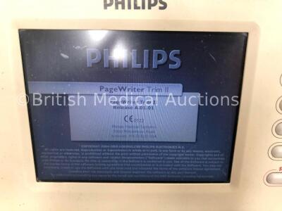 Philips PageWriter Trim II ECG Machine on Stand with 1 x 10-Lead ECG Lead (Powers Up) * SN US30609227 * - 2